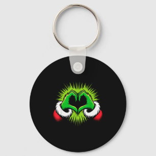 Funny Elf Heart Hands Love Christmas Key Ring