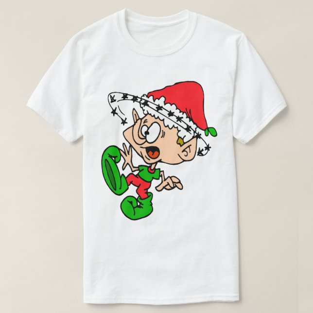 Funny Elf Holiday Stress Christmas Craziness T-Shirt (Design Front)