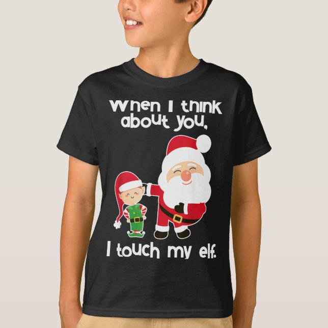 Funny Elf Inappropriate Adult Humor Christmas Gift T-Shirt (Front)