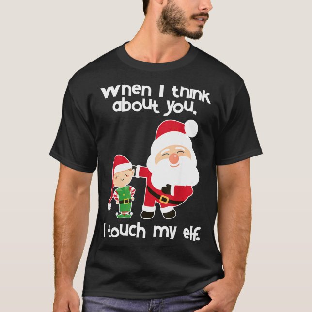 Funny Elf Inappropriate Adult Humor Christmas Gift T-Shirt (Front)