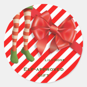 Funny Elf Legs Christmas North Pole Mischief Classic Round Sticker