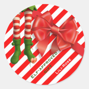 Funny Elf Legs Christmas   North Pole Mischief  Classic Round Sticker