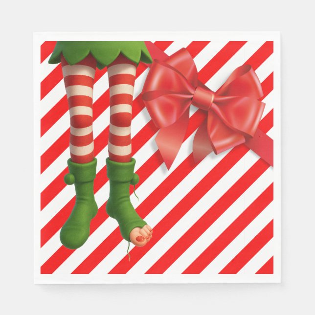 Funny Elf Legs Christmas | North Pole Mischief  Napkin (Front)
