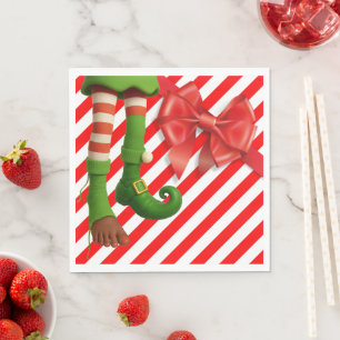 Funny Elf Legs Christmas North Pole Mischief Napkin