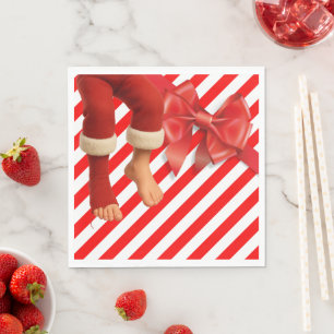 Funny Elf Legs Christmas   North Pole Mischief  Napkin