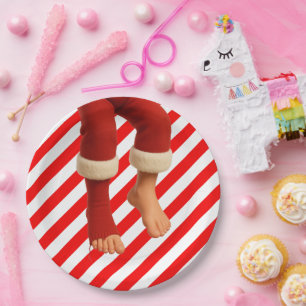 Funny Elf Legs Christmas   North Pole Mischief  Paper Plate