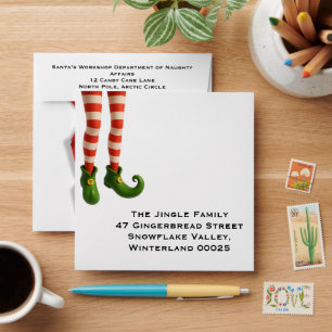 Funny Elf Legs Holiday Card   North Pole Mischief  Envelope