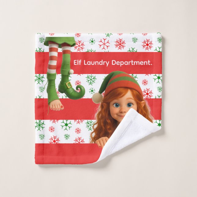 Funny Elf Legs  | North Pole Fun Christmas Towel (Wash Cloth)