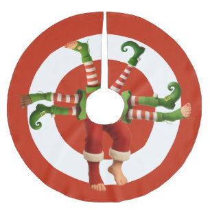 Funny Elf Legs North Pole Fun Christmas Tree Ski Brushed Polyester Tree Skirt