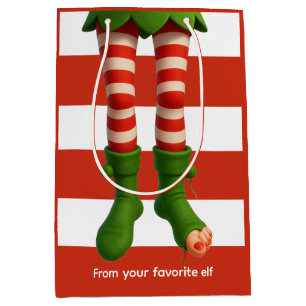 Funny Elf Legs   North Pole Mischief Gift Wrap  Medium Gift Bag