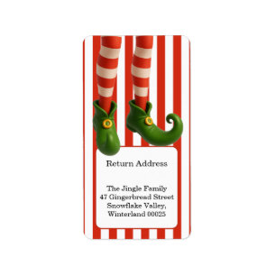 Funny Elf Legs   North Pole Mischief Return Addres Label