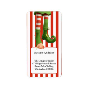 Funny Elf Legs   North Pole Mischief Return Addres Label