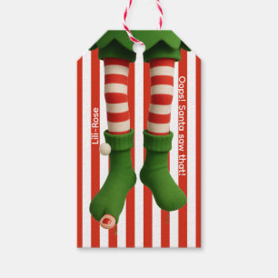 Funny Elf Legs North Pole Mischief Wrapping Gift Tags