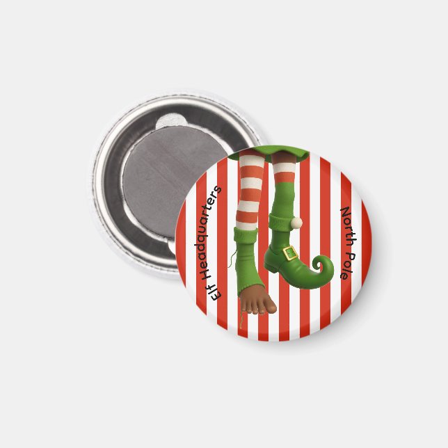 Funny Elf Legs | North Pole Spirits Christmas Wine Magnet (Front/Back)