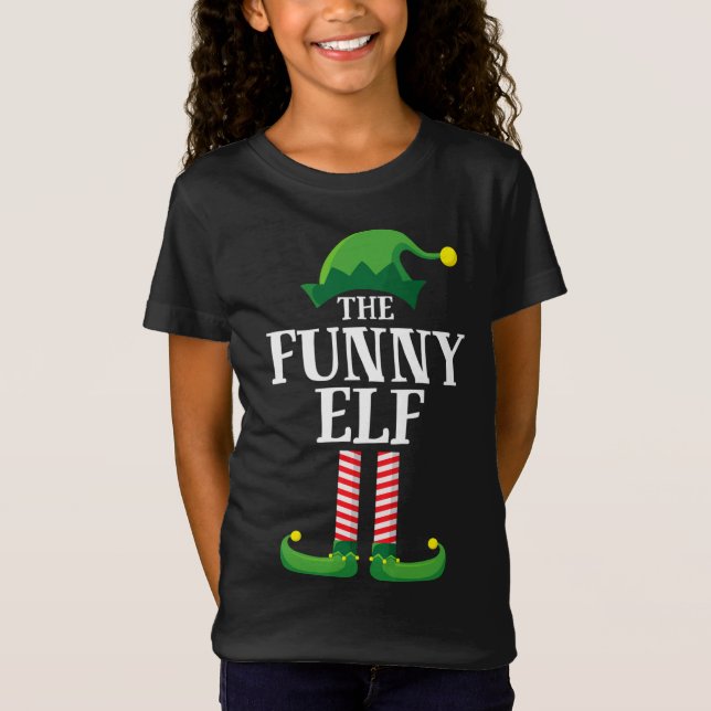 Funny Elf Matching Family Christmas Party T-Shirt (Front)