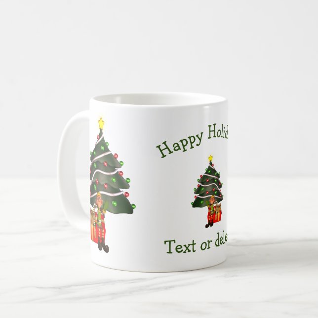 Funny Elf Personalised Christmas Holiday  Coffee Mug (Front Left)