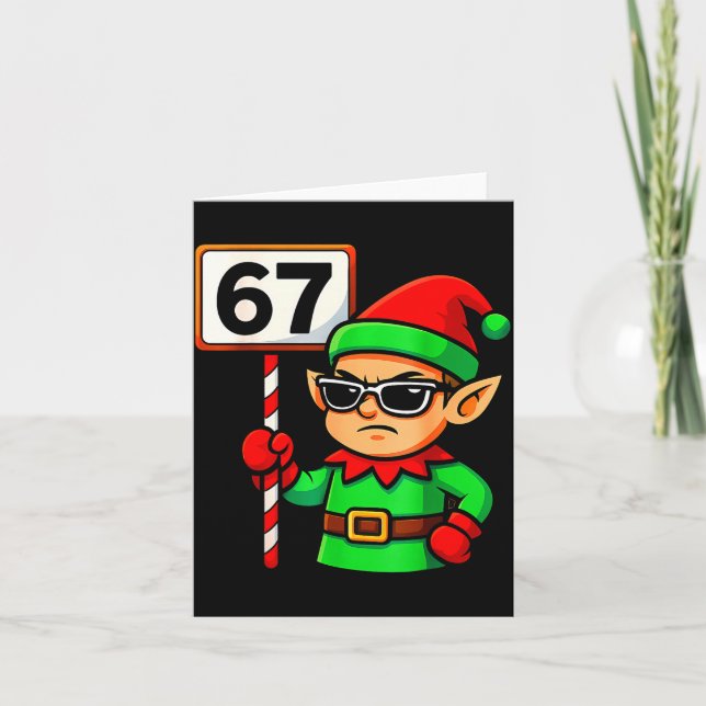 Funny Elf Six Seven 6 7 Meme Christmas Costume 67  Card (Front)
