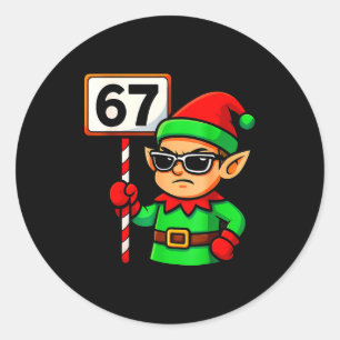 Funny Elf Six Seven 6 7 Meme Christmas Costume 67  Classic Round Sticker