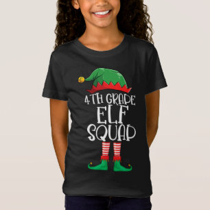 Funny Elf Squad 4th Fourth Grade Christmas Teacher T-Shirt