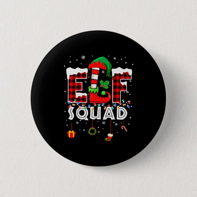 Funny Elf Squad Christmas Family Matching Pajamas  6 Cm Round Badge (Front)