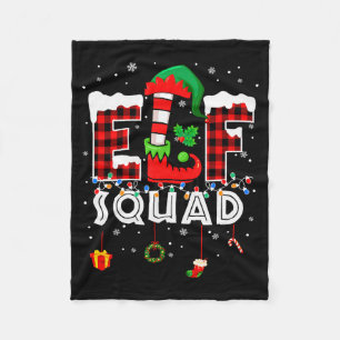 Funny Elf Squad Christmas Family Matching Pajamas  Fleece Blanket