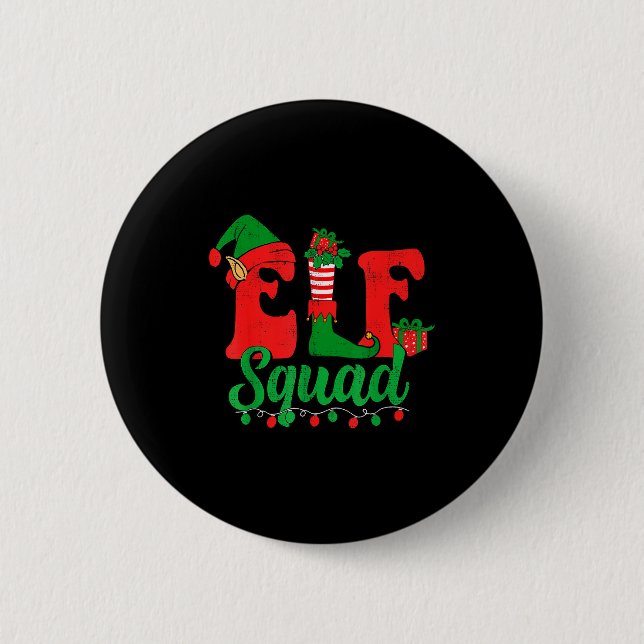 Funny Elf Squad Santa Hat Family Matching Christma 6 Cm Round Badge (Front)