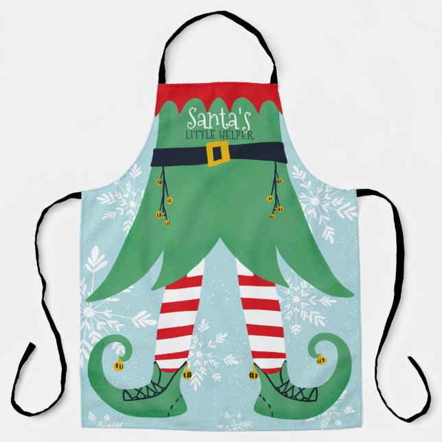 Funny elf suit illustration Santa's little helper Apron (Front)