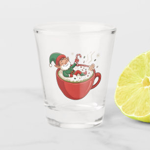 Funny Elf Taking Bathub on Matcha Drink  Shot Glass