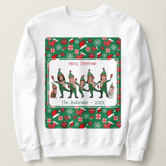 Funny Elf Your Family Of 7 Ugly Christmas Sweater (Design Front)