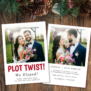 Funny Elopement Newlywed Photo Christmas Holiday Card