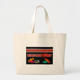 Funny Emergency Candy Safety First Large Tote Bag