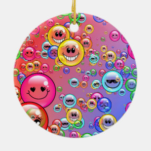 Funny Emoji Bubbles Ceramic Tree Decoration