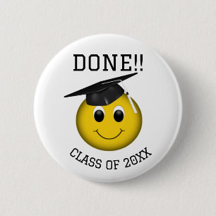 Funny Emoji "Done" Graduation 6 Cm Round Badge