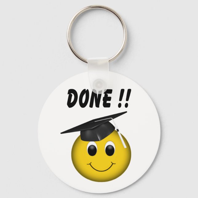 Funny Emoji "Done" Graduation Key Ring (Front)
