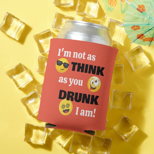 Funny Emoji Drunk Can Cooler (In Situ Summer)