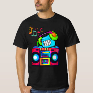 Funny Emoji Listen Music On Boombox T-Shirt