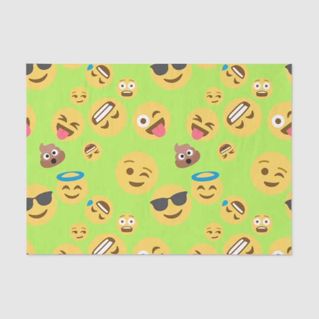 Funny Emoji Pattern (green) Tissue Paper (Front)