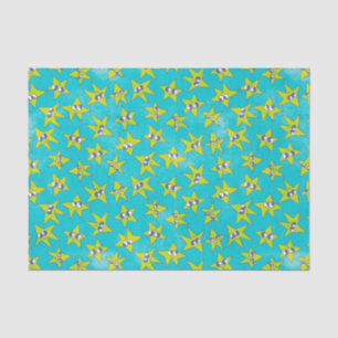 Funny Emoji Turquoise with Greeni Face Stars Tissue Paper