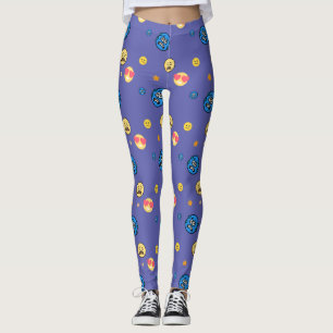 Funny emojis of many emotions on background leggings