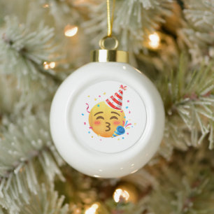 Funny Emoticon Party Ceramic Ball Christmas Ornament