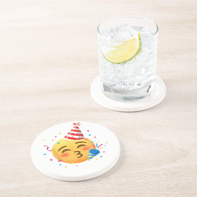 Funny Emoticon Party Coaster (Side)
