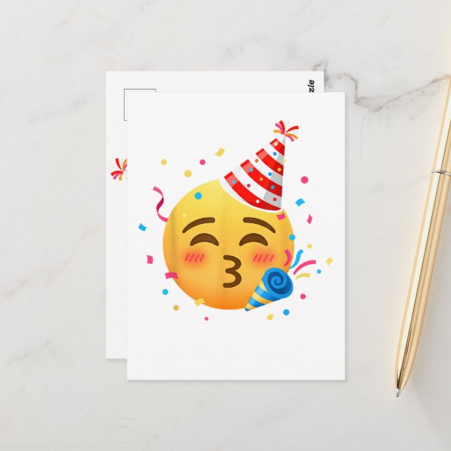 Funny Emoticon Party Postcard (Front/Back In Situ)