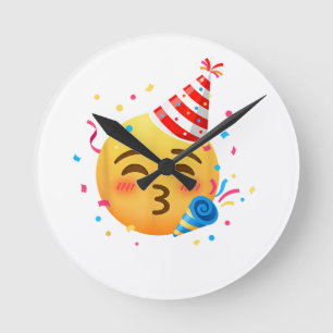 Funny Emoticon Party Round Clock