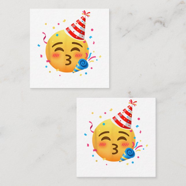 Funny Emoticon Party Square Business Card (Front/Back)
