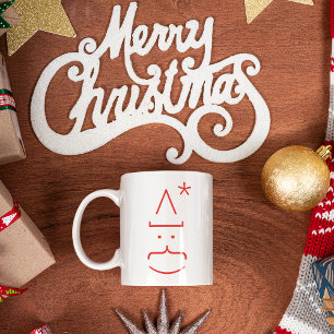 Funny Emoticon Santa Cute Geek Nerd Hot Cocoa Milk Mug