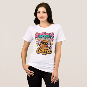 Funny Emotional Support Coffee T-Shirt   Cute Iced Tri-Blend Shirt