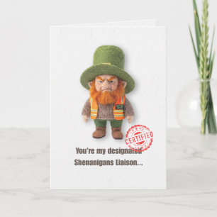 Funny Emotional Support Leprechaun Card
