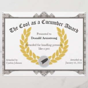 Funny Employee Award - Cool as a Cucumber