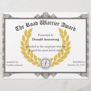Funny Employee Award - Road Warrier