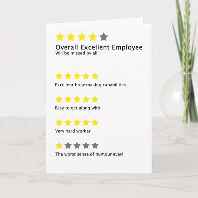 Funny Employee Review New Job Card (Front)